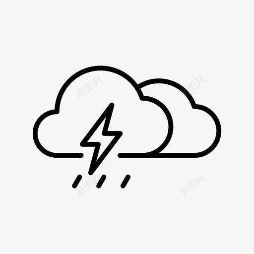 双云气象雨图标svg_新图网 https://ixintu.com 双云 天气 气象 雨 雷暴雨