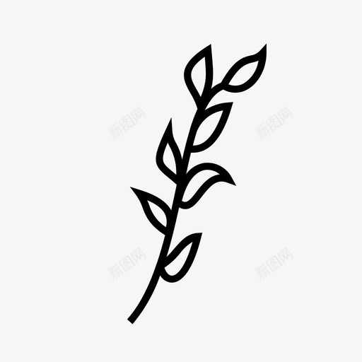 无填充叶叶最小茎分枝极简植物图标svg_新图网 https://ixintu.com 叶最小茎分枝 无填充叶 极简植物