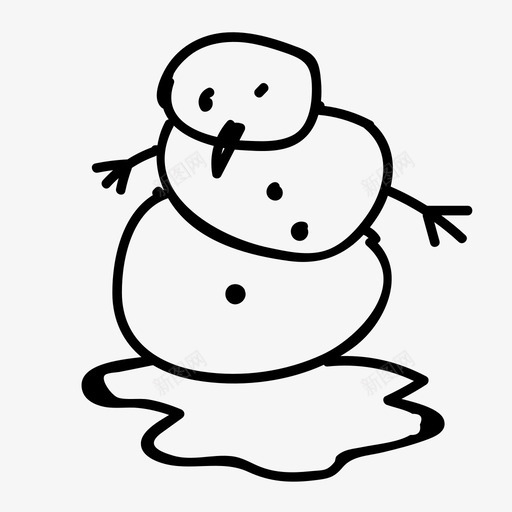 雪人圣诞节融化图标svg_新图网 https://ixintu.com 冬天 圣诞节 手绘网络图标 融化 雪人