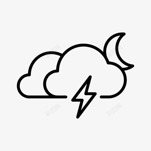 双云气象月亮图标svg_新图网 https://ixintu.com 双云 夜晚 天气 月亮 气象 雷雨