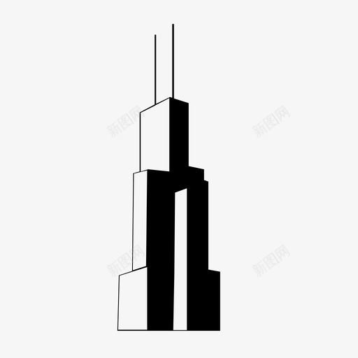 威利斯大厦建筑芝加哥图标svg_新图网 https://ixintu.com 威利斯大厦 建筑 摩天大楼 现代 芝加哥