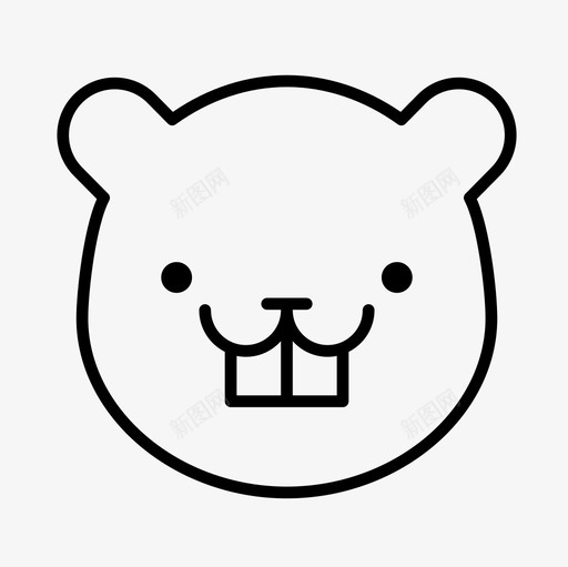 海狸动物动物脸图标svg_新图网 https://ixintu.com 动物 动物细线图标集 动物脸 哺乳动物 海狸 海狸脸