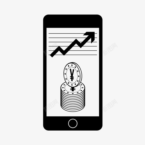 货币图表金融手机图标svg_新图网 https://ixintu.com 手机 日元 货币图表 金融