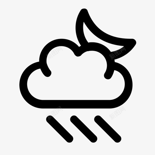 夜雨云月亮图标svg_新图网 https://ixintu.com 云 夜雨 天气 月亮 潮湿