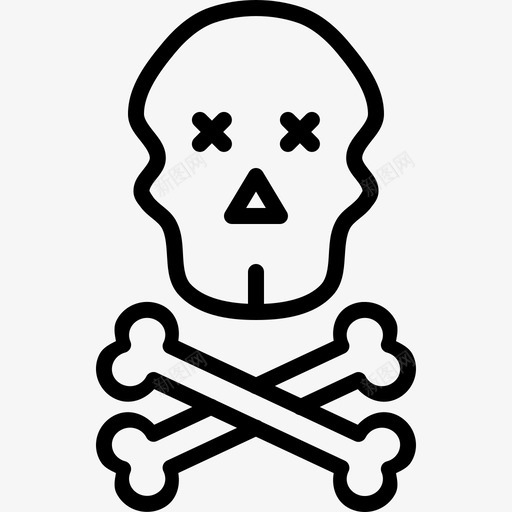 交叉骨小心危险图标svg_新图网 https://ixintu.com 交叉骨 危险 小心 海盗 航海和海军