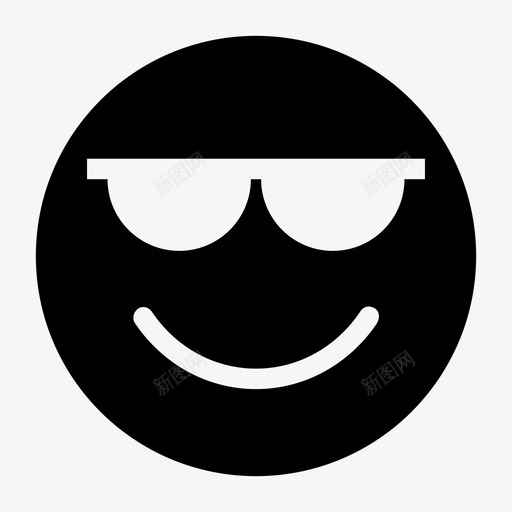 笑脸酷表情阴影图标svg_新图网 https://ixintu.com 太阳镜 笑脸酷 表情 阴影