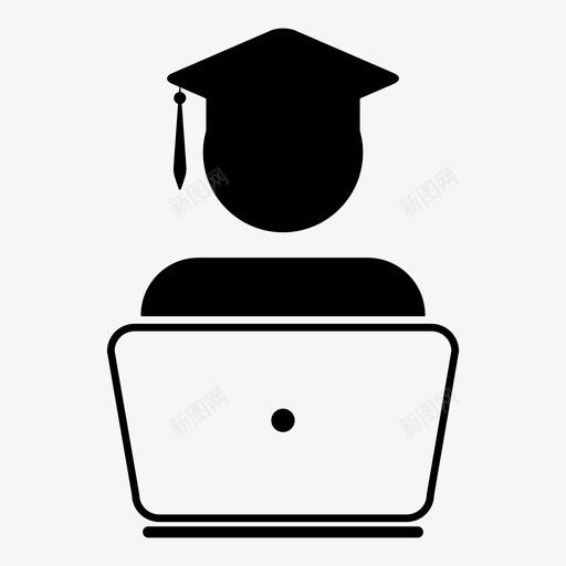 学生学术cap图标svg_新图网 https://ixintu.com cap 在线 学术 学生 教育 毕业 毕业字形图标 笔记本电脑