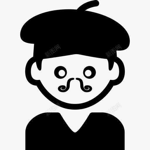 波希米亚艺术家戴着帽子和胡子的人图标svg_新图网 https://ixintu.com 戴着帽子和胡子的人 波希米亚艺术家