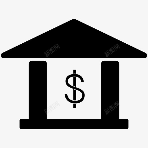 银行建筑美元图标svg_新图网 https://ixintu.com 建筑 美元 货币 金融 银行