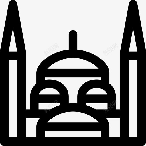 蓝色清真寺建筑伊斯坦布尔图标svg_新图网 https://ixintu.com 世界地标 伊斯坦布尔 土耳其 建筑 穆斯林 苏丹艾哈迈德 蓝色清真寺
