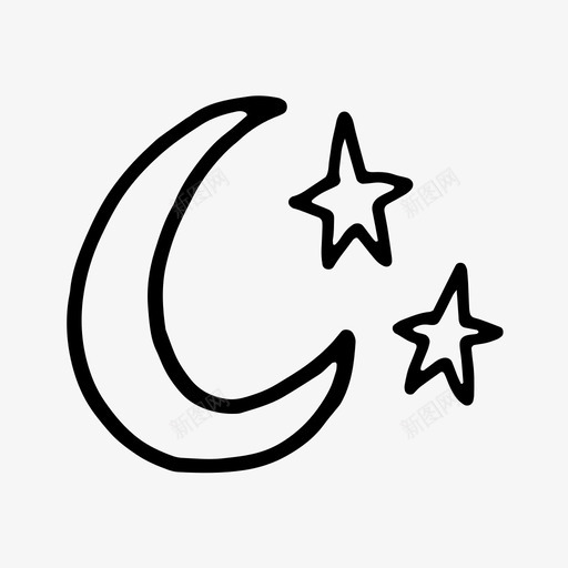 月亮和星星涂鸦摇篮曲图标svg_新图网 https://ixintu.com 夜晚 摇篮曲 月亮和星星 涂鸦 空间 随机涂鸦