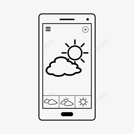 移动天气应用程序智能手机图标svg_新图网 https://ixintu.com 应用程序 智能手机 移动天气
