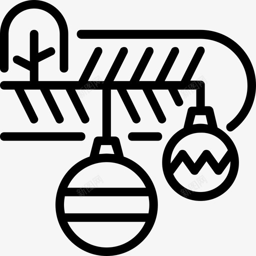 圣诞树枝假日装饰品图标svg_新图网 https://ixintu.com 假日 圣诞树 圣诞树枝 快乐的日子 装饰品