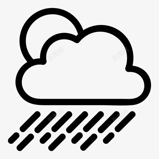 大雨天云太阳图标svg_新图网 https://ixintu.com 云 大雨天 天气 天气图标 太阳