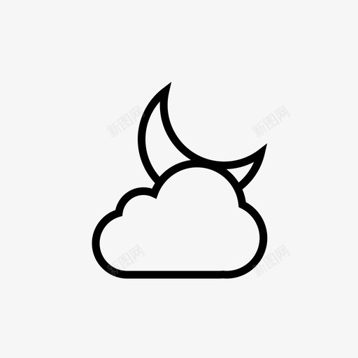 多云的夜晚气候部分图标svg_新图网 https://ixintu.com 多云的夜晚 天气 天气细线图标设置 气候 部分