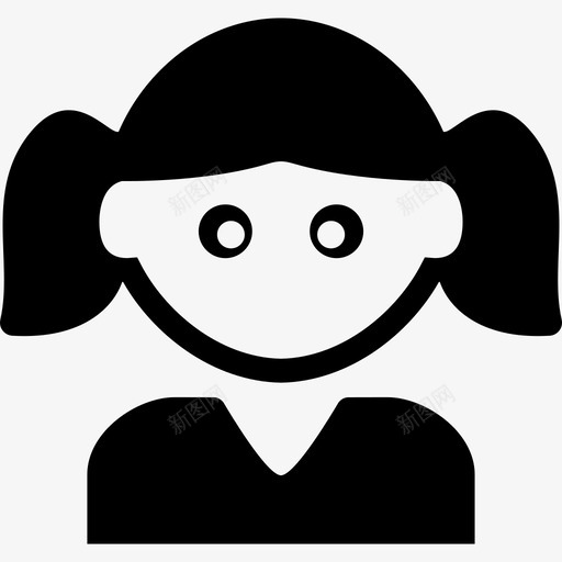 两条马尾辫的女孩儿图标svg_新图网 https://ixintu.com 两条马尾辫的女孩儿