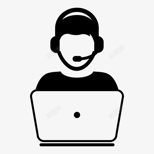 客户服务电脑耳机图标svg_新图网 https://ixintu.com 在线 客户支持 客户服务 帮助热线向量图标 支持 服务 电脑 笔记本电脑 耳机