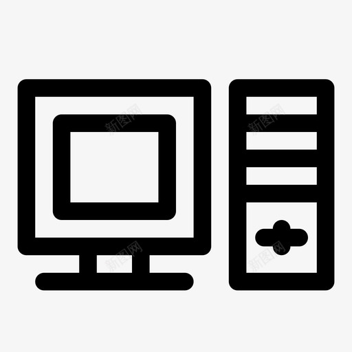 电脑台式机显示器图标svg_新图网 https://ixintu.com 个人电脑 台式机 显示器 电脑 纯线路