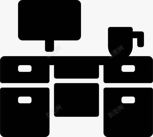 工作台咖啡电脑图标svg_新图网 https://ixintu.com 书房 咖啡 家具 屏幕 工作台 杯子 电脑