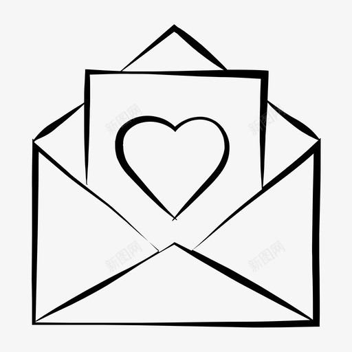 情书信封手绘图标svg_新图网 https://ixintu.com 信封 心形 情书 情人节 情人节手绘 手绘