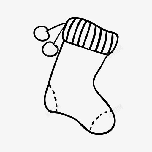 圣诞袜绒球袜子图标svg_新图网 https://ixintu.com 保暖的衣服 圣诞袜 绒球 袜子