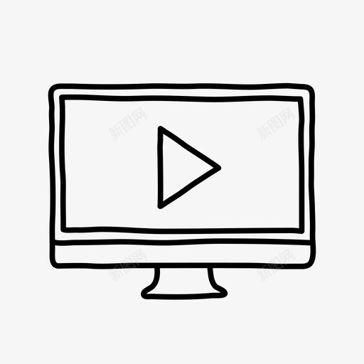 桌面播放按钮设备手绘图标svg_新图网 https://ixintu.com 屏幕 手绘 播放按钮 桌面播放按钮 设备