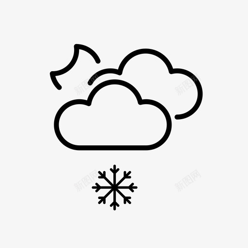 下雪多云夜晚图标svg_新图网 https://ixintu.com 下雪 多云 夜晚 天气