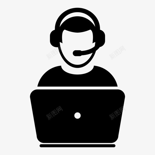 客户服务呼叫中心耳机图标svg_新图网 https://ixintu.com 呼叫中心 客户服务 帮助热线 帮助热线矢量图标 支持 笔记本电脑 耳机