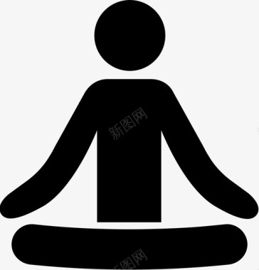 瑜伽盘腿冥想图标图标