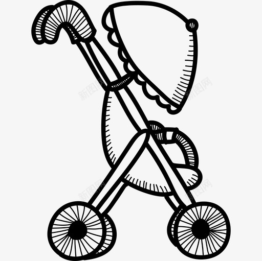 婴儿车带伞运输工具手绘详图图标svg_新图网 https://ixintu.com 婴儿车带伞 手绘详图 运输工具