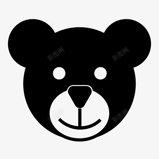 熊熊脸黑熊图标svg_新图网 https://ixintu.com 泰迪熊 灰熊 熊 熊脸 野生动物 黑熊