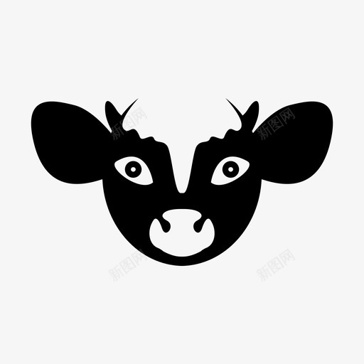 牛头动物可爱图标svg_新图网 https://ixintu.com 农场 动物 可爱 牛头 黑白牛头