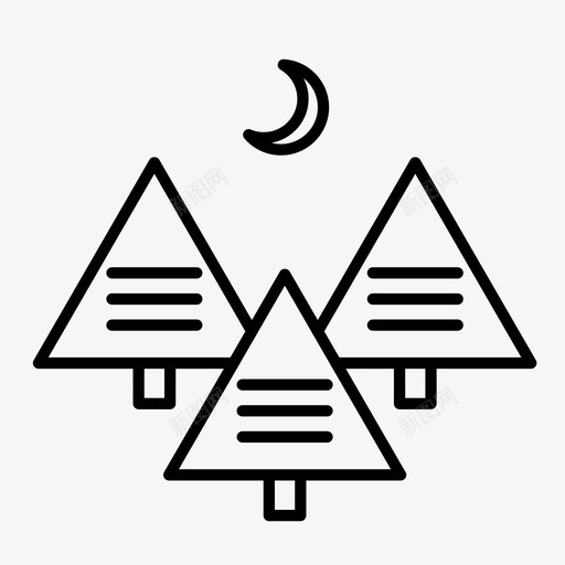 夜森林野营远足图标svg_新图网 https://ixintu.com 夜森林 夜间树木 户外 户外娱乐 月亮 远足 野营