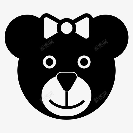 熊熊脸黑熊图标svg_新图网 https://ixintu.com 女孩熊 泰迪熊 熊 熊脸 野生动物 黑熊