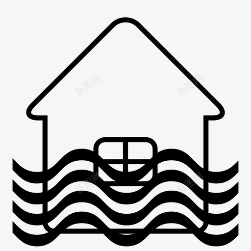 洪水房屋保险图标svg_新图网 https://ixintu.com 保护 保险 房屋 洪水 自然灾害