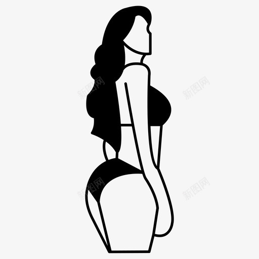 女士比基尼女性图标svg_新图网 https://ixintu.com 女人 女士 女孩 女性 性感 比基尼