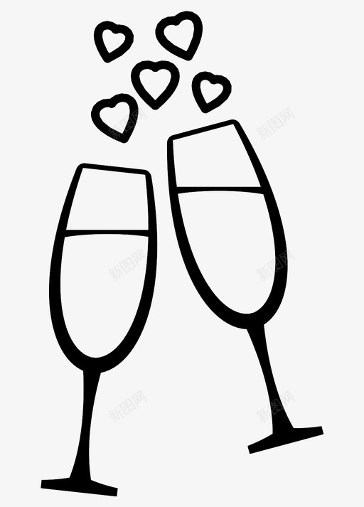 香槟长笛叮当声祝贺图标svg_新图网 https://ixintu.com 叮当声 婚礼 祝贺 酒杯 香槟长笛