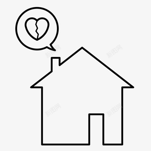 不快乐的房子分手破碎的家庭图标svg_新图网 https://ixintu.com 不快乐的房子 分手 家 情人节 爱情 破碎的家庭 破碎的心
