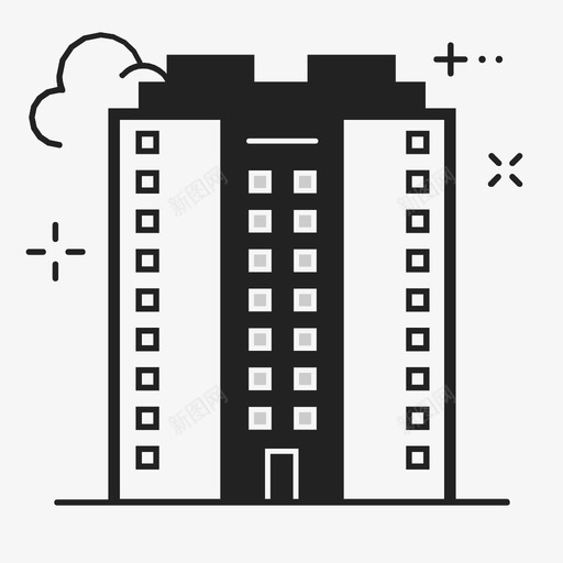 城市景观建筑房屋房地产图标svg_新图网 https://ixintu.com 城市景观建筑 房地产 房屋 摩天大楼