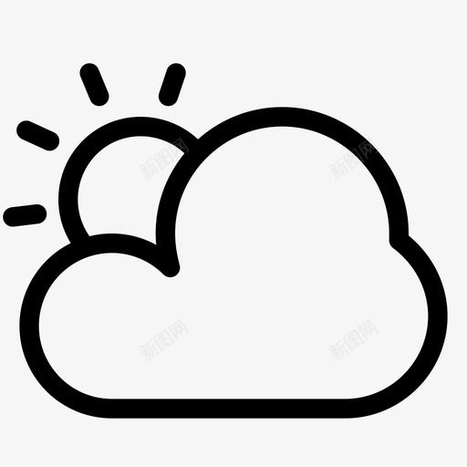 部分多云太阳天气图标svg_新图网 https://ixintu.com 天气 天气预报 太阳 部分多云