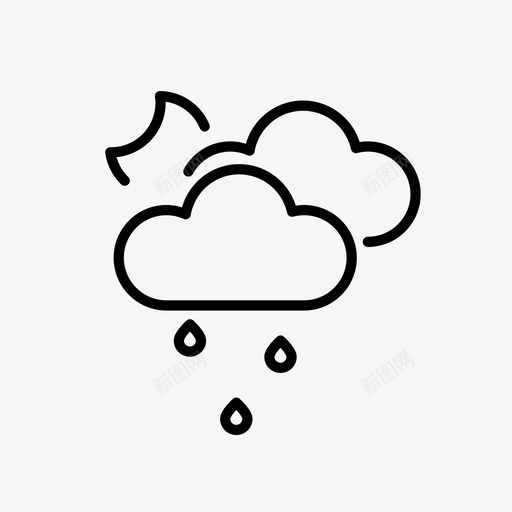 多云夜晚下雨图标svg_新图网 https://ixintu.com 下雨 多云 夜晚 天气