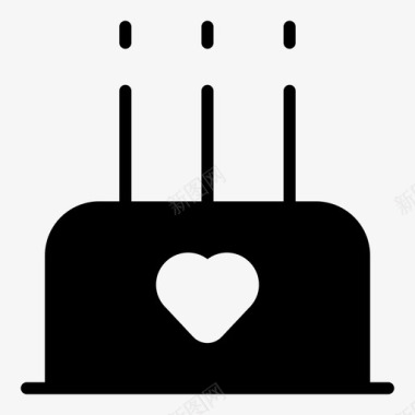 甜蜜的爱情蛋糕蜡烛图标图标
