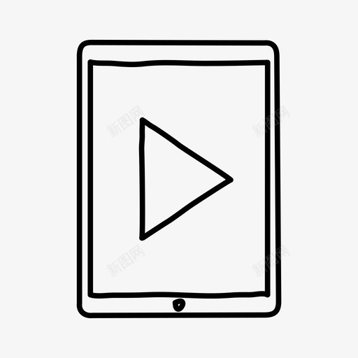 ipad播放按钮设备手绘图标svg_新图网 https://ixintu.com ipad播放按钮 屏幕 手绘 播放按钮 设备