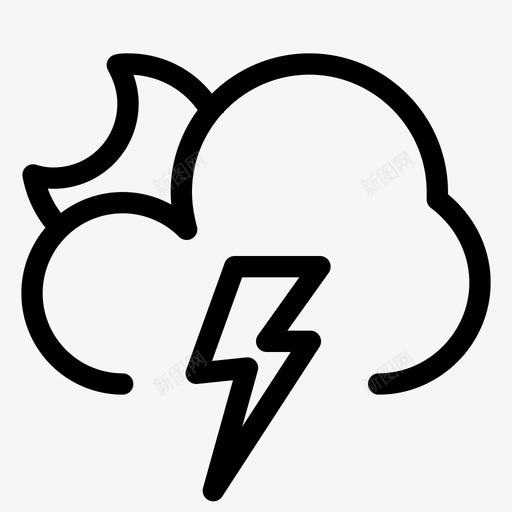 闪电雷声天气图标svg_新图网 https://ixintu.com 天气 天气预报 闪电 雷声