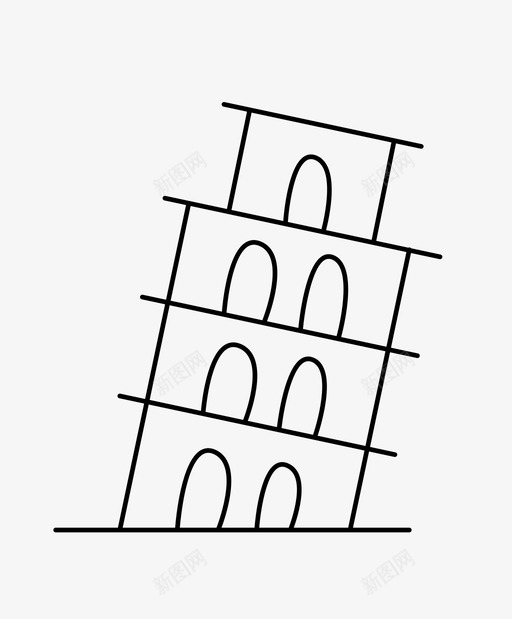 意大利城市欧洲图标svg_新图网 https://ixintu.com 城市 塔楼 意大利 欧洲 比萨