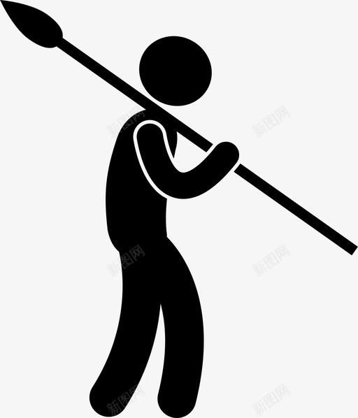 史前有枪的人古代猎人图标svg_新图网 https://ixintu.com 人 人类进化 古代 史前有枪的人 武器 狩猎 猎人