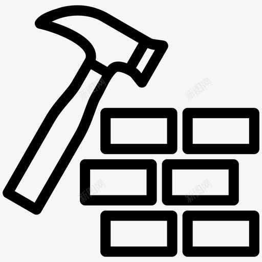 建筑砖锤子图标svg_新图网 https://ixintu.com 工具 建筑 砖 锤子
