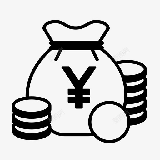 钱袋银行预算图标svg_新图网 https://ixintu.com 收钱 现金 袋子 财富 钱袋 银行 预算