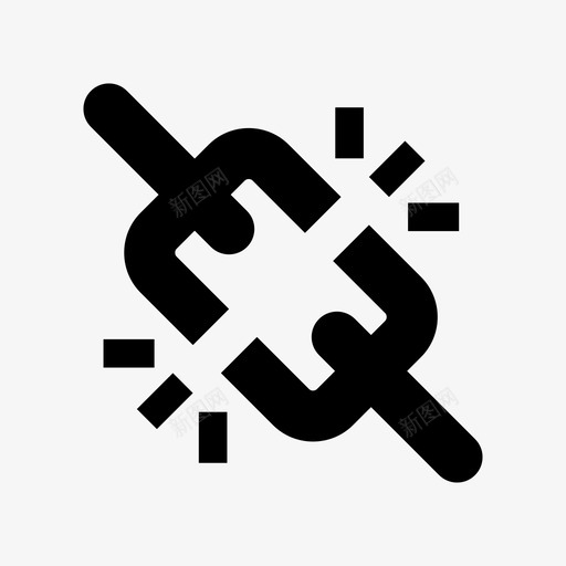 断开的链接链超链接图标svg_新图网 https://ixintu.com 开发人员实心 断开的链接 超链接 链