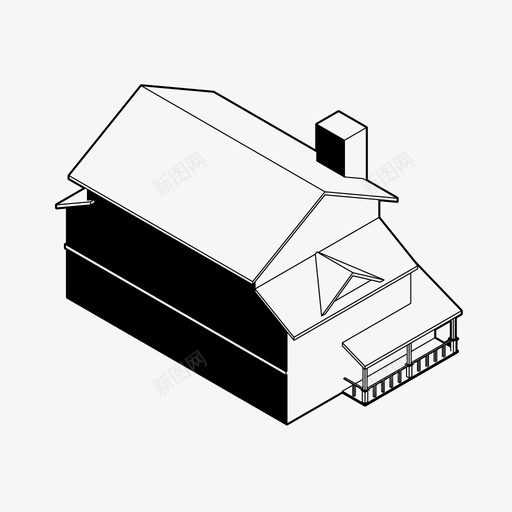 房屋轴测建筑家庭住宅图标svg_新图网 https://ixintu.com 住宅 家庭住宅 居住 建筑 房屋轴测